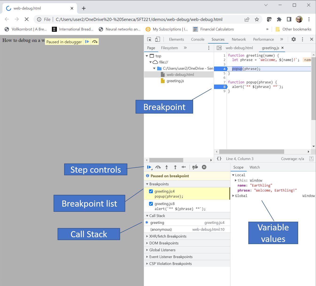 &quot;Chrome Tools paused at breakpoint.&quot; 