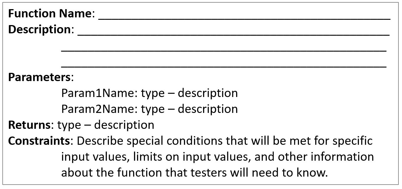 &quot;Function Specification&quot; 